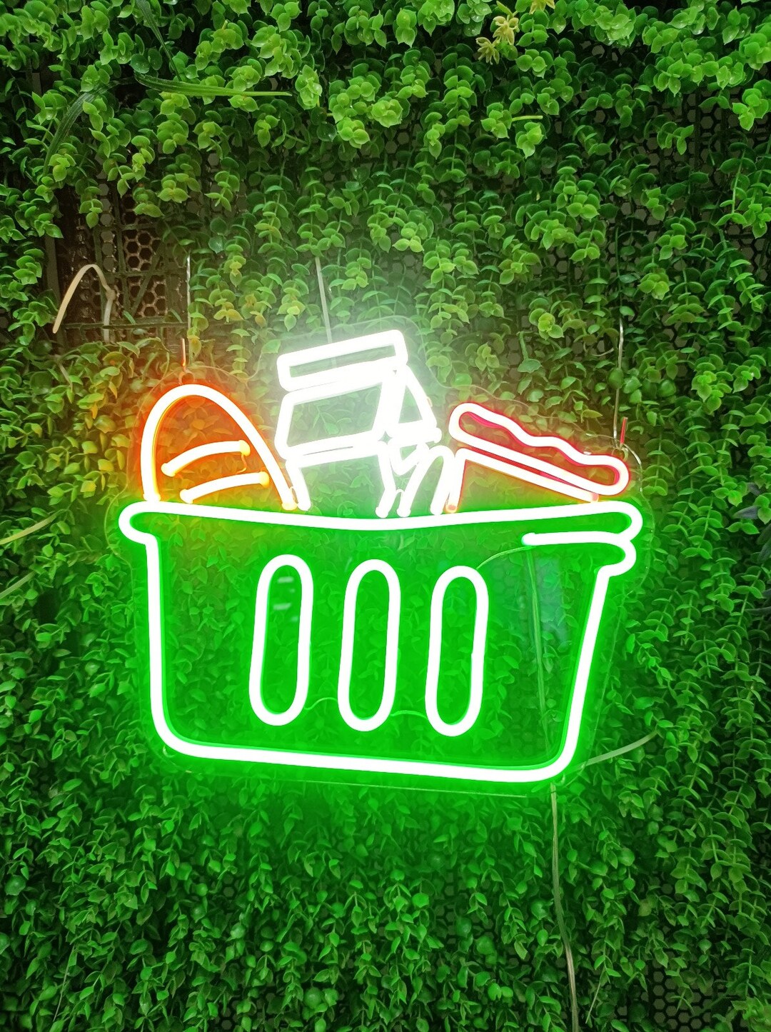 Kitchen Basket. Sign Food Basket Neon Sign - Food Custom Neon Sign - Neon Sign Wall Decor ...