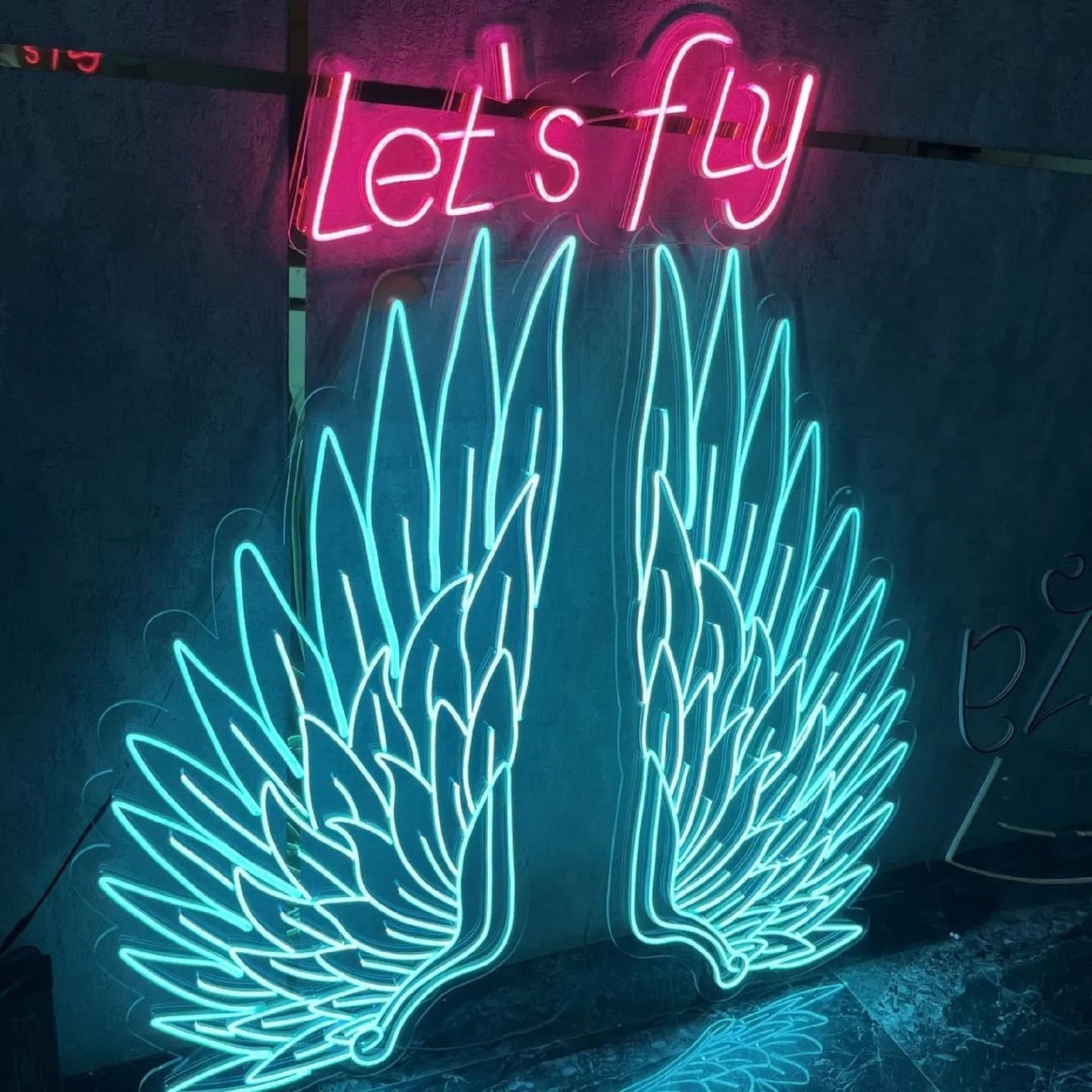 Let's Fly Neon Sign Wings Neon Sign LED Sign Neon Etsy