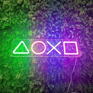 Play Station Icon Custom Neon Schild - Game Pad Neon Schild - LED Schild für Spielzimmer - Leuchtreklame - Neonlicht - Wanddekor - Neon Schild Kunst
