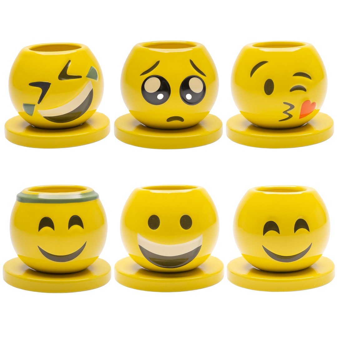Emoji Pack 2 Face Planter, Succulent Planters With Drainage and