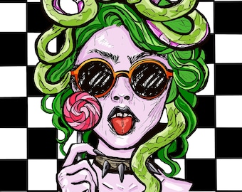 Medusa Art Print, Greek Mythology Illustration, Gothic Decor (Physical Print)