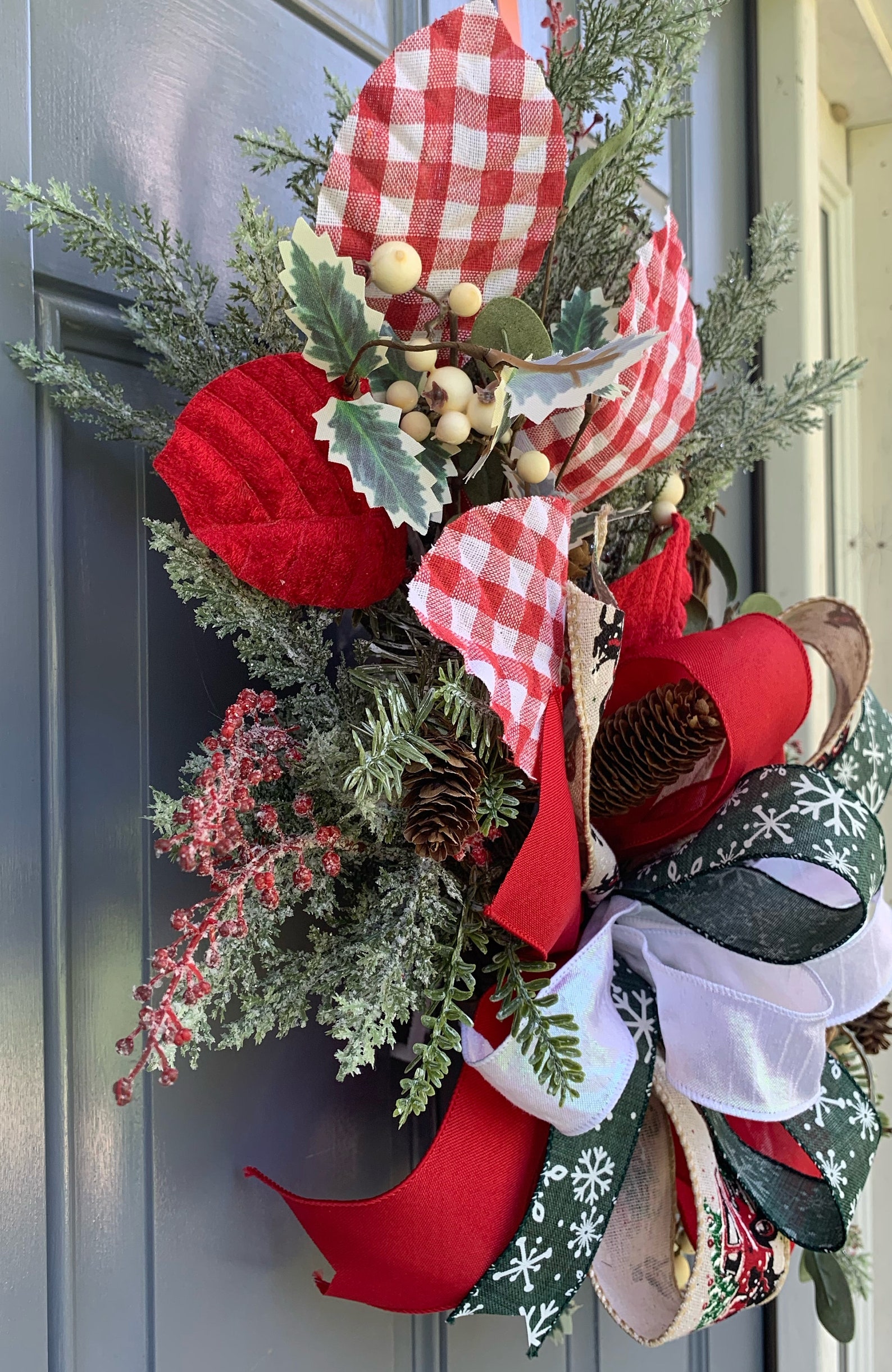 Christmas Wreath Red and White Christmas Wreath Etsy