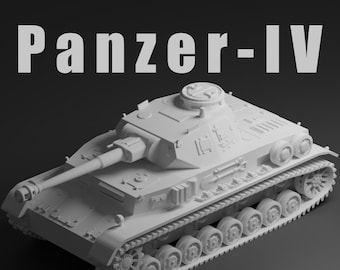 Panzer IV Unpainted Miniature – Dark Grey Resin German Medium Tank – 1/48 • 1/56 • 1/64 • 1/72 • 1/76 • 1/87 • 1/100 • 1/144