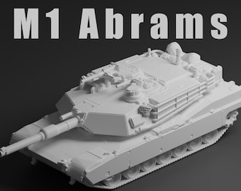 M1 Abrams Miniatura sin pintar – Tanque de batalla principal estadounidense de resina gris oscuro – 1/48 • 1/56 • 1/64 • 1/72 • 1/76 • 1/87 • 1/100 • 1/144