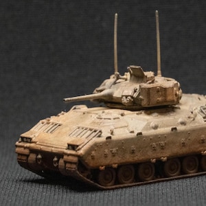 M2 Bradley Miniature Infantry Fighting Vehicle - 1/87, 1/100, 1/144 Scale - Hand Painted Modern Military Model, Collectible IFV