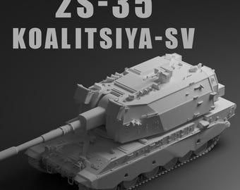 2S35 Koalitsiya Unpainted Miniature – Dark Grey Resin Self-Propelled Howitzer – 1/48 • 1/56 • 1/64 • 1/72 • 1/76 • 1/87 • 1/100 • 1/144
