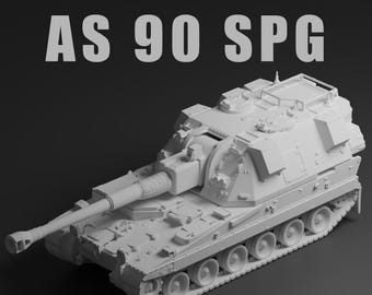 AS90 SPG Unpainted Miniature – Dark Grey Resin British Self-Propelled Gun – 1/48 • 1/56 • 1/64 • 1/72 • 1/76 • 1/87 • 1/100 • 1/144