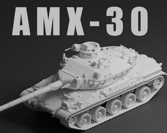 AMX-30 Unpainted Miniature – Dark Grey Resin French Main Battle Tank – 1/48 • 1/56 • 1/64 • 1/72 • 1/76 • 1/87 • 1/100 • 1/144
