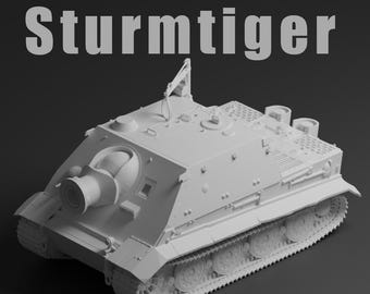 Sturmtiger Unpainted Miniature – Dark Grey Resin German Assault Gun – 1/48 • 1/56 • 1/64 • 1/72 • 1/76 • 1/87 • 1/100 • 1/144