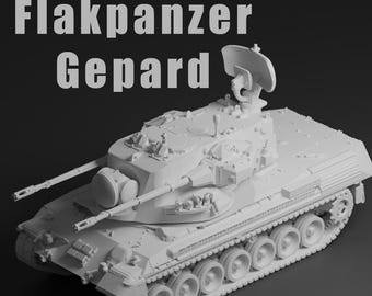 Flakpanzer Gepard Unpainted Miniature – Dark Grey Resin SPAAG – 1/48 • 1/56 • 1/64 • 1/72 • 1/76 • 1/87 • 1/100 • 1/144