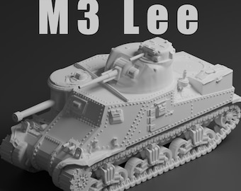 M3 Lee Unpainted Miniature – Dark Grey Resin U.S. Medium Tank – 1/48 • 1/56 • 1/64 • 1/72 • 1/76 • 1/87 • 1/100 • 1/144