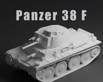 Panzer 38(t) Ausf. F Unpainted Miniature – Dark Grey Resin German Light Tank – 1/48 • 1/56 • 1/64 • 1/72 • 1/76 • 1/87 • 1/100 • 1/144