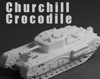 Churchill Crocodile Unpainted Miniature – Dark Grey Resin Flamethrower Tank – 1/48 • 1/56 • 1/64 • 1/72 • 1/76 • 1/87 • 1/100 • 1/144