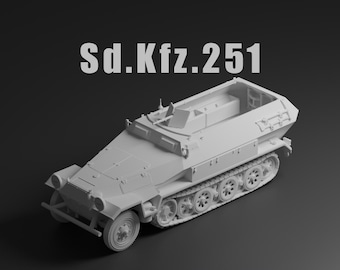 Sd.Kfz. 251 Unpainted Miniature – Dark Grey Resin German Half-Track – 1/48 • 1/56 • 1/64 • 1/72 • 1/76 • 1/87 • 1/100 • 1/144