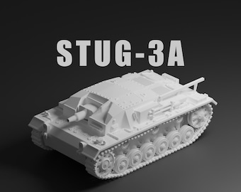 StuG III Ausf. A Unpainted Miniature – Dark Grey Resin German Assault Gun – 1/48 • 1/56 • 1/64 • 1/72 • 1/76 • 1/87 • 1/100 • 1/144