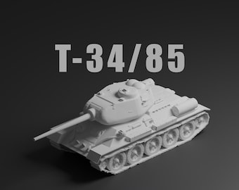 T-34/85 Unpainted Miniature – Dark Grey Resin Soviet Medium Tank – 1/48 • 1/56 • 1/64 • 1/72 • 1/76 • 1/87 • 1/100 • 1/144
