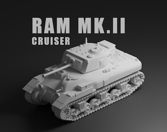 Ram Mk.II Unpainted Miniature – Dark Grey Resin Canadian Cruiser Tank – 1/48 • 1/56 • 1/64 • 1/72 • 1/76 • 1/87 • 1/100 • 1/144