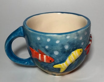 Fish Mug,Fish Coffee Mug,Aquarium Mug,Colorful Fish Mug Gift for fish lover