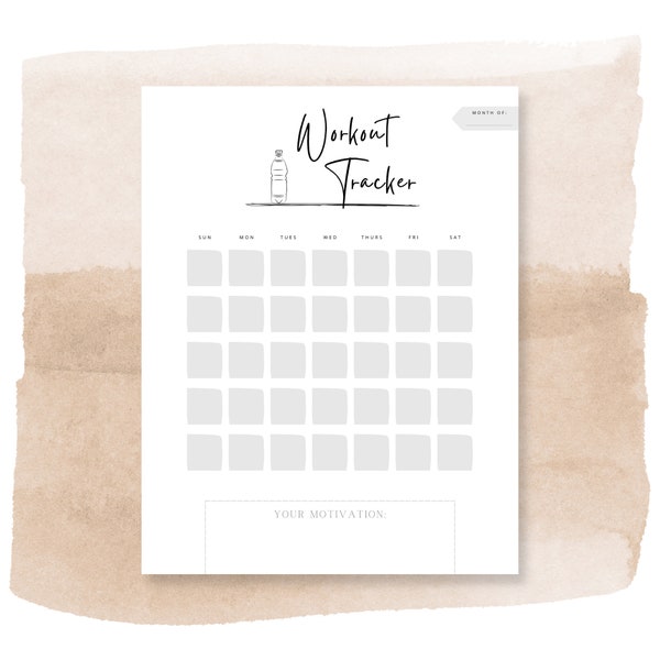 Workout Tracker | Monthly | Instant download | Minimalist Workout Tracker | 8.5x11 inches | Printable | PDF