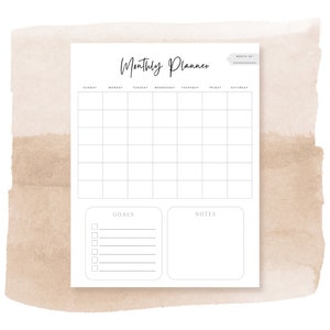 Monthly Planner | Instant download | Minimalist Monthly Planner | 8.5x11 inches | Printable Planner | PDF