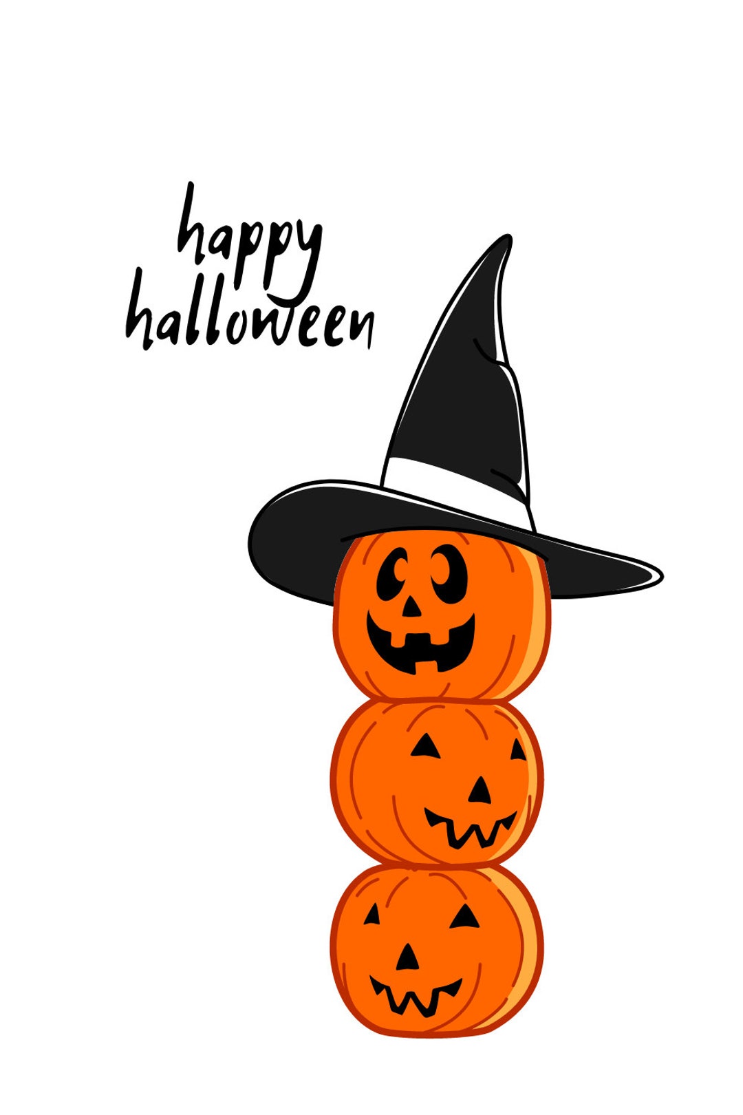 Cute Greeting Card Happy Halloween Pumpkins - Etsy
