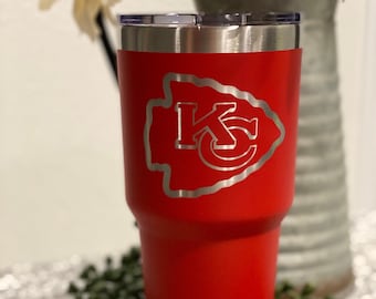 Kansas City Red 30oz Stainless Steel Tumbler. Cheifs Football NFL Arrowhead Coffee Mug Super Bowl Gift Dad Christmas Birthday Son Mom Star