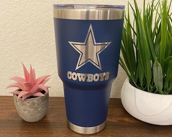 Cowboys Blue 30oz Stainless Steel Tumbler. Dallas Football NFL Texas Coffee Mug Super Bowl Texas Gift Dad Christmas Birthday Son Mom Star