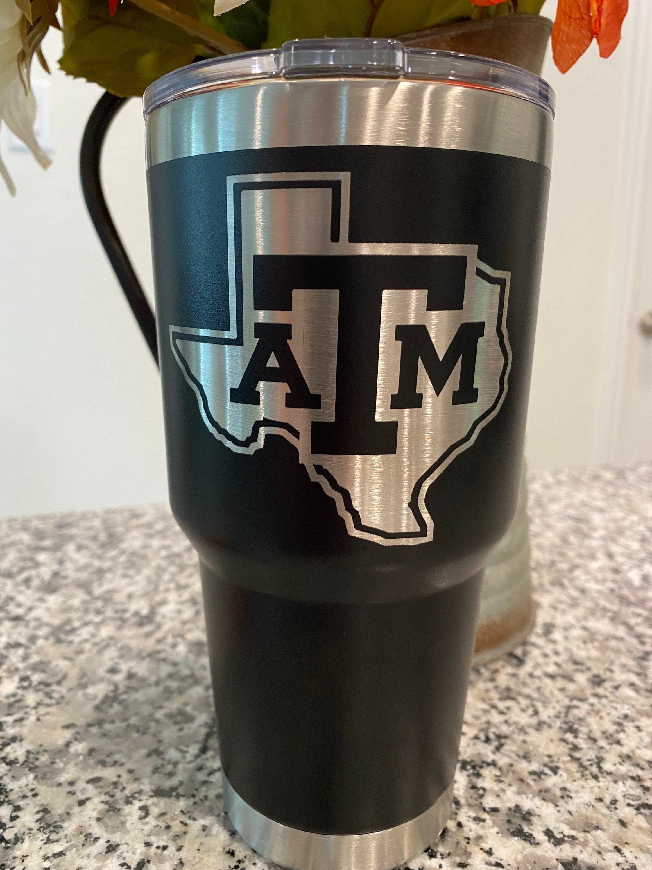 Texas A&M Block Logo Yeti Black & Silver Rambler Bottle Chug 26 Oz