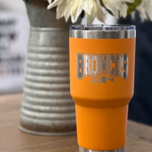 Broncos Orange 30oz Stainless Steel Tumbler. Dallas Football NFL Texas Coffee Mug Super Bowl Texas Gift Dad Christmas Birthday Son Mom Star