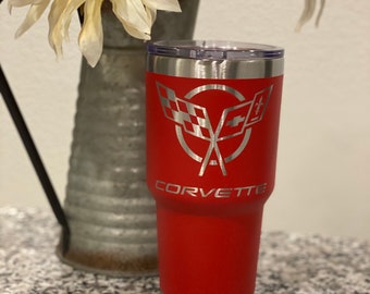 Corvette C5 Wings with Corvette Lettering 30oz Tumbler. Z06 Laser Engraved LT4 Stingray Chevrolet Racecar Sportscar C7 C8 Gift Christmas