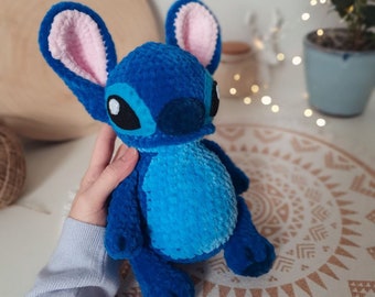 Stitch, Lilo and Stitch, soft toy, plush toy, Soft toy blue Stitch, mini Stitch, figure,11 inc, for child, Knitted toy, crocheted Stitch