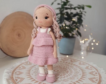 Crocheted doll, Linda doll, buy a ready-made doll, toy doll, doll as a gift, doll in a pink dress, custom-made doll, handmade doll