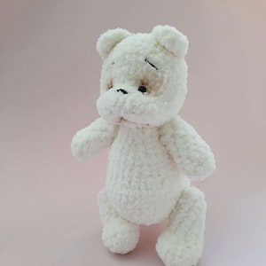 Teddy bear in pants, soft plush teddy bear, crib decor, birthday gift, crocheted animal, handmade, gift for a boy, gift for a girl