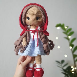 Crochet doll, gift for a girl, Handmade Red Riding Hood Doll, Crochet Fairy Tale Toy, Red Riding Hood, Fairy Tale Toy, Birthday Gift