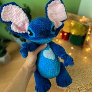 Stitch toy, Lilo and stitch, soft toy, knitted Stitch, cartoon toy, blue beast, cute animal, alien, mutant