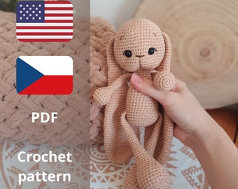 Crochet bunny pattern, bunny pattern with long ears, crochet instruction, návod na háčkovaného zajíčka, crochet toy, pattern toys bunny