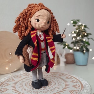 cute redhead sorceress, home decoration, mini figures,Granger figure, Knitted  doll, sorceress, witch, the smartest curly girl