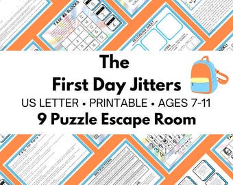 Back to School Escape Game – First Day Jitters Party Game – 9 Puzzle Scavenger Hunt – DIY Escape Room - Kid Friendly Treasure Hunt