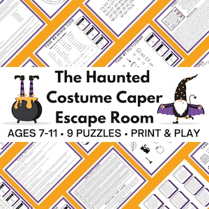Halloween Escape Game – The Haunted Costume Caper Party Game – 9 Puzzle Scavenger Hunt – DIY Escape Room - Kid Friendly Treasure Hunt