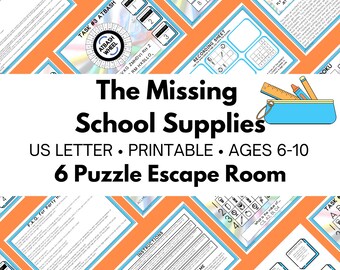 Back to School Escape Game – Missing School Supplies Party Game – 6 Puzzle Scavenger Hunt – DIY Escape Room - Kid Friendly Treasure Hunt