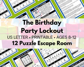Birthday Escape Game - The Birthday Party Lockout Party Game - 12 Puzzle Scavenger Hunt - DIY Escape Room - Kid Friendly Treasure Hunt