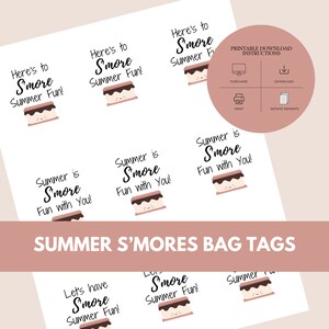 Summer S’mores Favor Labels | S’mores Favor Kits | S’mores Favor Bags | Instant Download S’mores Tags