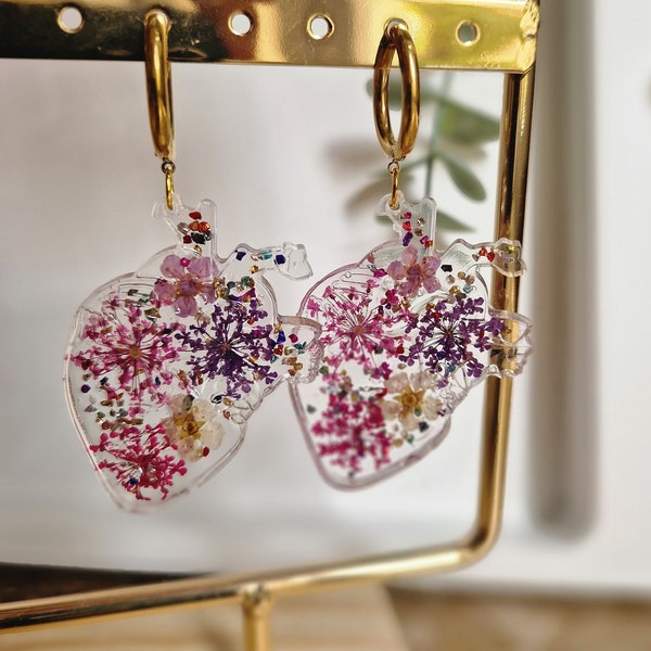 Heart flower earrings