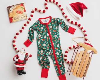Infant Christmas Bamboo Pajamas: Soft Holiday Sleepwear - 2024 Edition Green