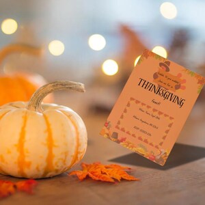 Printable Thanksgiving Invitation | Editable Digital Template | Fall Harvest Party Invite