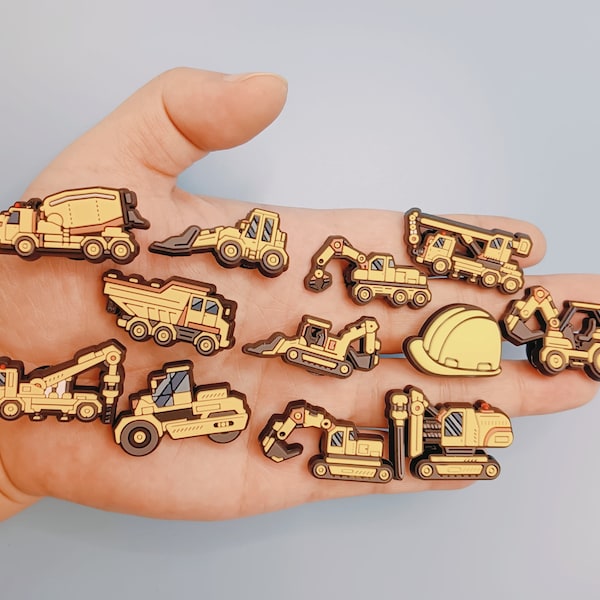 Set of 12pcs excavator croc charm , Stocking stuffer shoe accessories for kids, Digger dream for every child