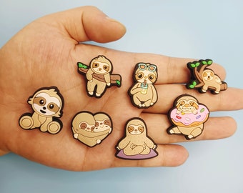 7pcs sloths croc charms，Animal crocs accessories, DIY shoe charms