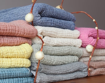 Muslin Throw Blanket, Organic Cotton Blanket, Cotton Bedspread, King Size Blanket, Cotton Bedding Set, Queen Bedspread,4 Layer Gauze Blanket
