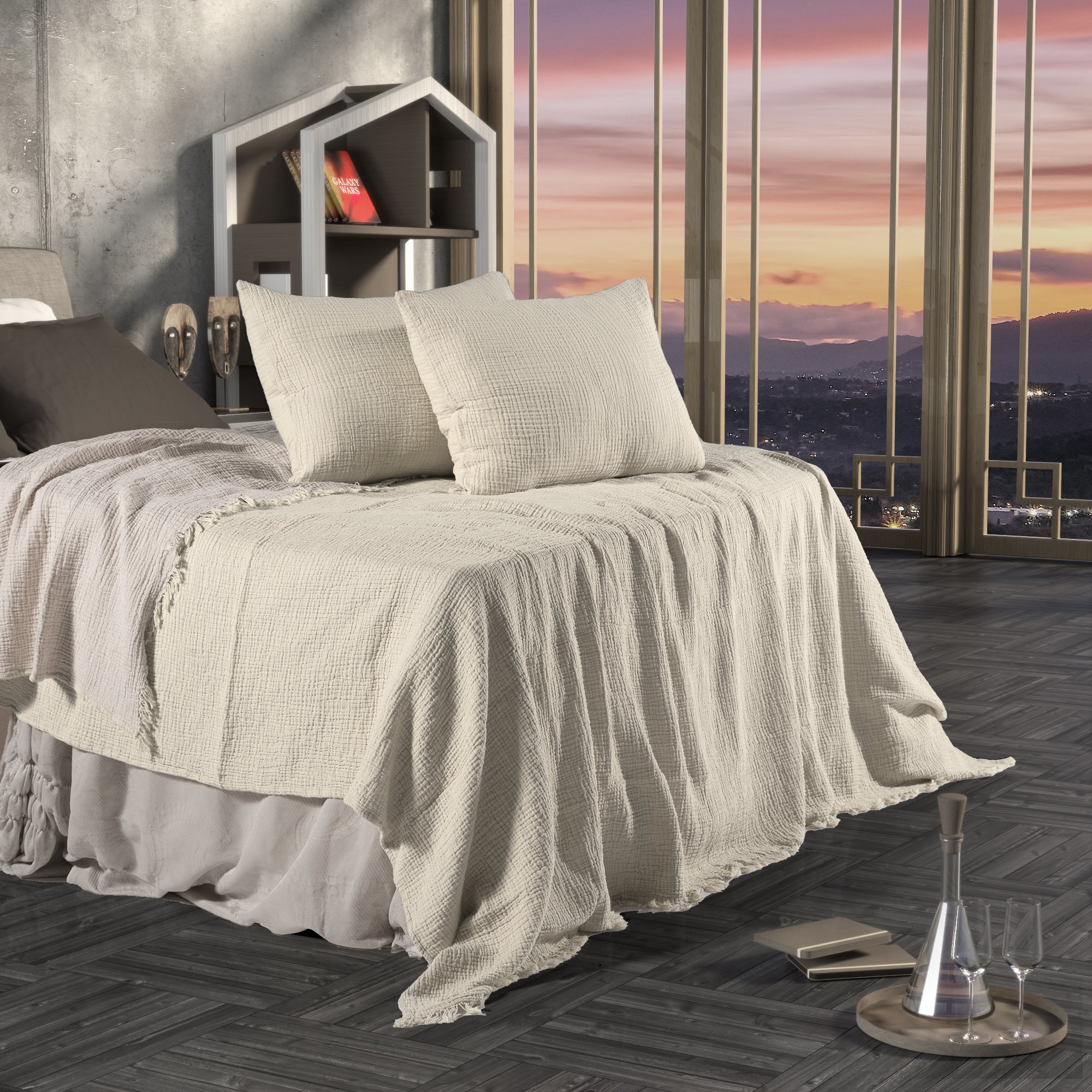 Organic Cotton Bedspread, Muslin Throw Blanket, Cotton Bedding Set