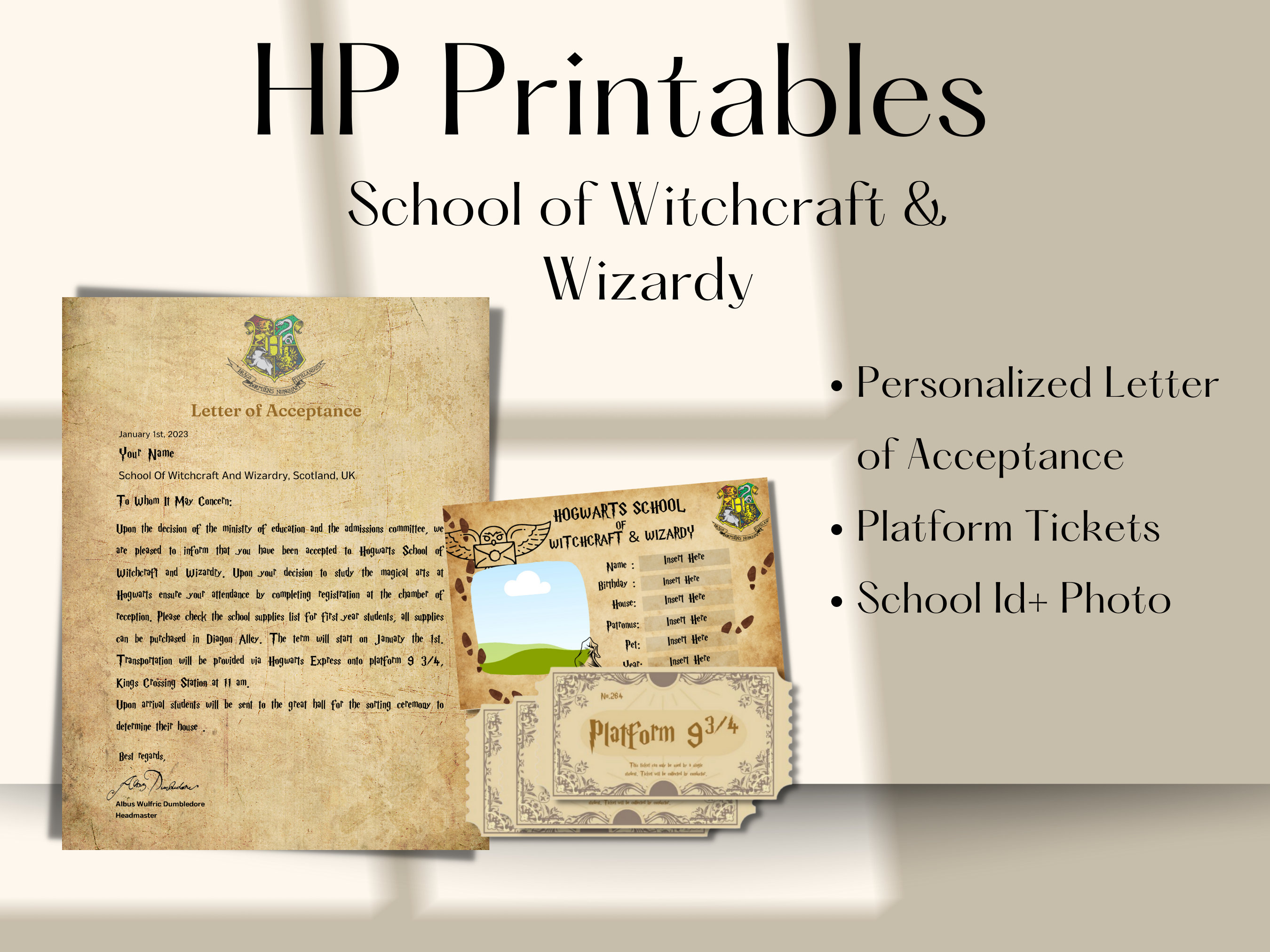 Harry Potter Hogwarts Acceptance Letter Personalized – Store